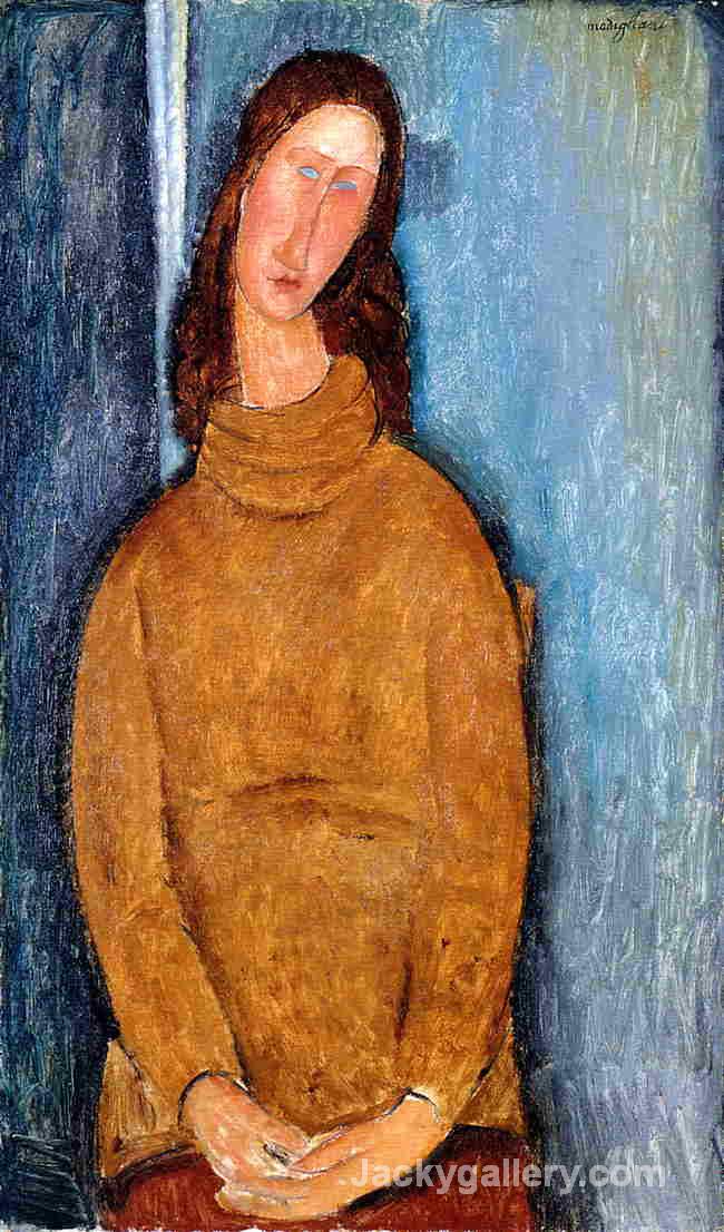 Jeanne Hebuterne in a Yellow Jumper by Amedeo Modigliani paintings reproduction